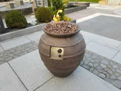 Gardenforma Gas Feuerstelle Katla, Keramik Antik Braun, Faserbeton