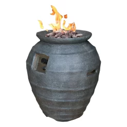 Gardenforma Gas Feuerstelle Katla, Keramik Antik Anthrazit, Faserbeton -Küchengrill 300015002