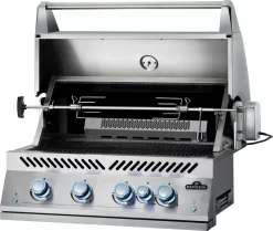 NAPOLEON 700-Series 32", Edelstahl, Einbau, Inkl. Drehspieß -Küchengrill BIG32RB Grillhead Ang Open KnobsOff Lit Rotisserie 1