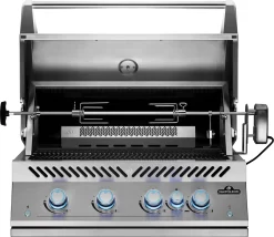 NAPOLEON 700-Series 32", Edelstahl, Einbau, Inkl. Drehspieß -Küchengrill BIG32RB Grillhead Str Open KnobsOff Lit Rotisserie 1
