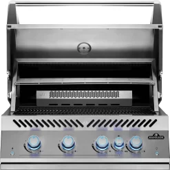 NAPOLEON 700-Series 32", Edelstahl, Einbau, Inkl. Drehspieß -Küchengrill BIG32RB Grillhead Str Open KnobsOff Lit WarmingRackF 1