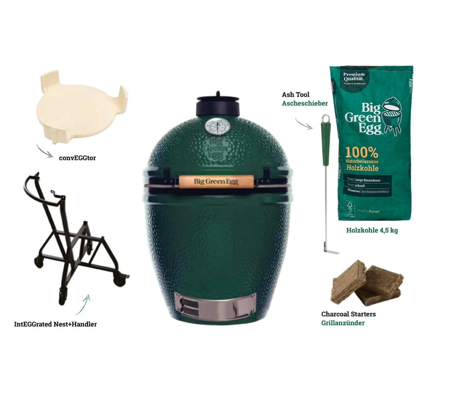 Big Green Egg Large Holzkohlegrill Starter-Set Inkl. 2x 4,5 Kg 100% Naturbelassene Holzkohle 1 Big Green Egg Large Holzkohlegrill Starter-Set Inkl. 2x 4,5 Kg 100% Naturbelassene Holzkohle