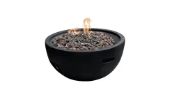 Gardenforma Gas Feuerstelle Jefferson Beton-Optik Schwarz -Küchengrill OFG119 Jefferson Fire Bowl Silo Flame on