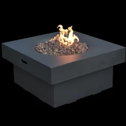 Gardenforma Gas Feuerstelle Branford Aus Faserbeton In Betonoptik, Schwarz -Küchengrill OFG141BK