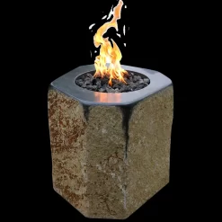 Gardenforma Gas Feuerstelle Derby Aus Basalt Naturstein Schwarz/braun -Küchengrill OFS301