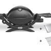 Weber Q 1200 Gas Grill Schwarz Mit Hitzeschild & Bratenrost