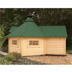 Wolff Finnhaus Grillkota 9 De Luxe Mit Anbau 15 Wolff Finnhaus Grillkota 9 De Luxe Mit Anbau -Küchengrill Wolff Finnhaus Grillkota 9 de luxe mit Anbau gruene Schindeln