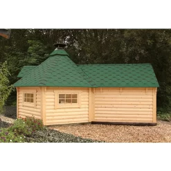 Wolff Finnhaus Grillkota 9 De Luxe Mit Saunaanbau -Küchengrill Wolff Finnhaus Grillkota 9 de luxe mit Saunaanbau 1