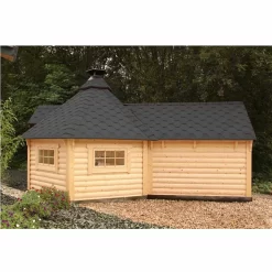 Wolff Finnhaus Grillkota 9 De Luxe Mit Saunaanbau -Küchengrill Wolff Finnhaus Grillkota 9 de luxe mit Saunaanbau 2