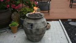 Gardenforma Gas Feuerstelle Katla, Keramik Antik Anthrazit, Faserbeton -Küchengrill Xfs4FYpmfDw