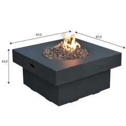Gardenforma Gas Feuerstelle Branford Aus Faserbeton In Betonoptik, Schwarz -Küchengrill feuerstelle branford beton optik schwarz 2