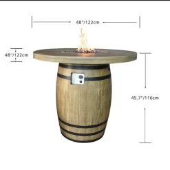 Gardenforma Gas Feuerstelle Tuscany -Küchengrill feuertisch tuscany holzfass optik 6