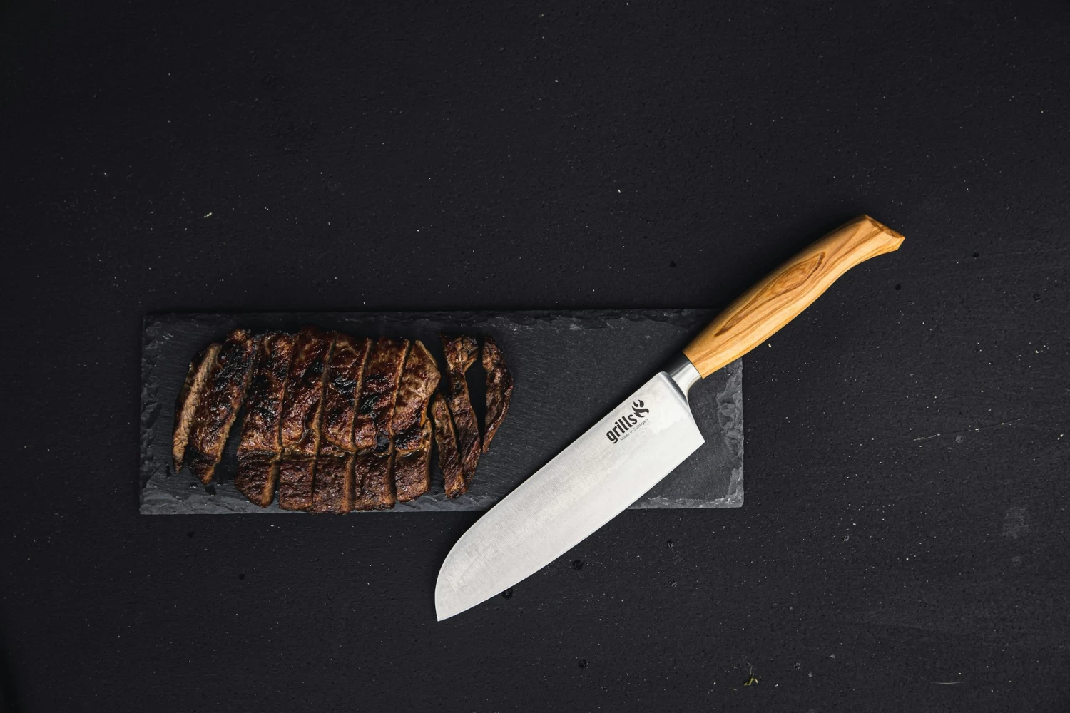 Grills.de Santokumesser Mit Olivenholzgriff 16cm 2 Grills.de Santokumesser Mit Olivenholzgriff 16cm – Bild 2