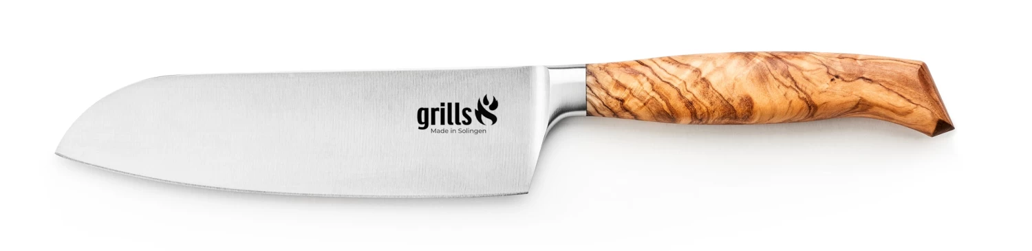 Grills.de Santokumesser Mit Olivenholzgriff 16cm 1 Grills.de Santokumesser Mit Olivenholzgriff 16cm