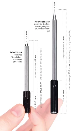 The MeatStick MINI Schwarz -Küchengrill the meatstick Groessenvergleich meatstick2 3